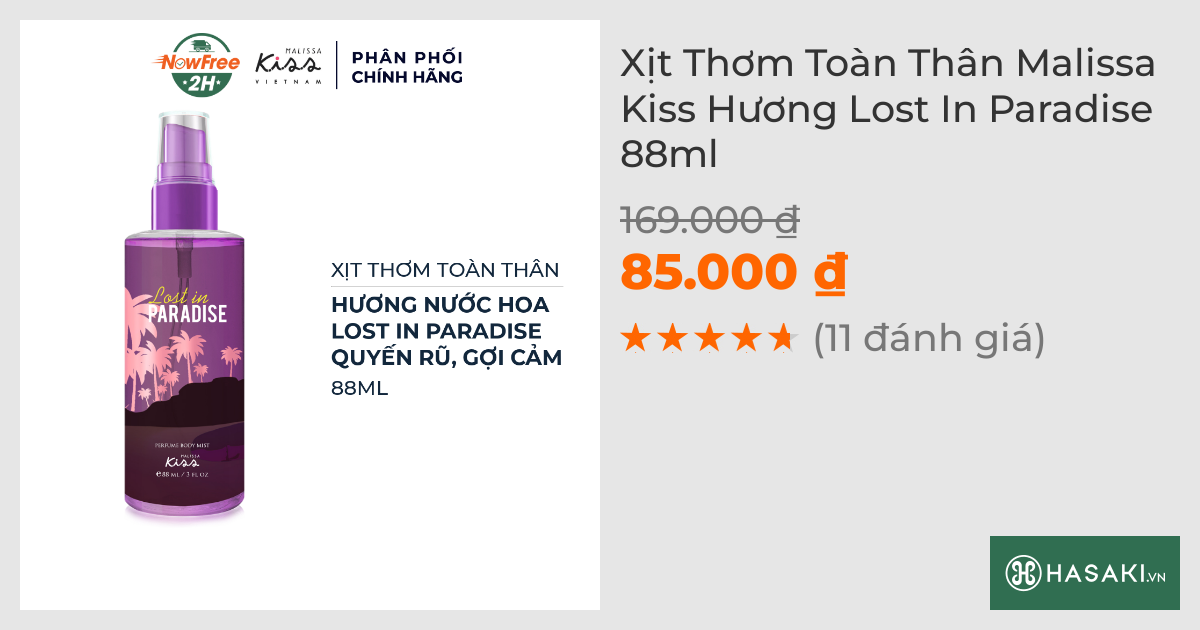 Xịt Thơm Toàn Thân Malissa Kiss Hương Lost In Paradise 88ml