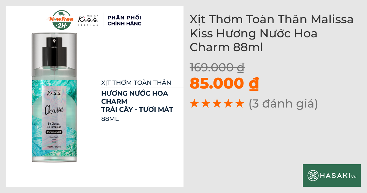 Xịt Thơm Toàn Thân Malissa Kiss Hương Nước Hoa Charm 88ml