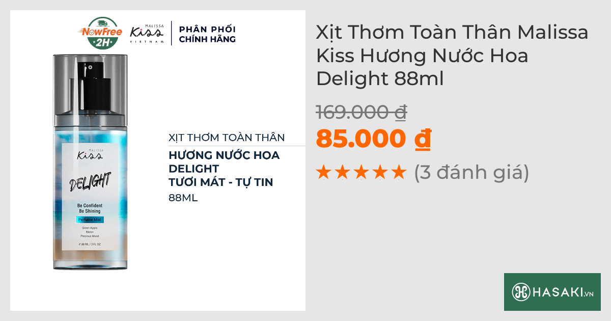 Xịt Thơm Toàn Thân Malissa Kiss Hương Nước Hoa Delight 88ml