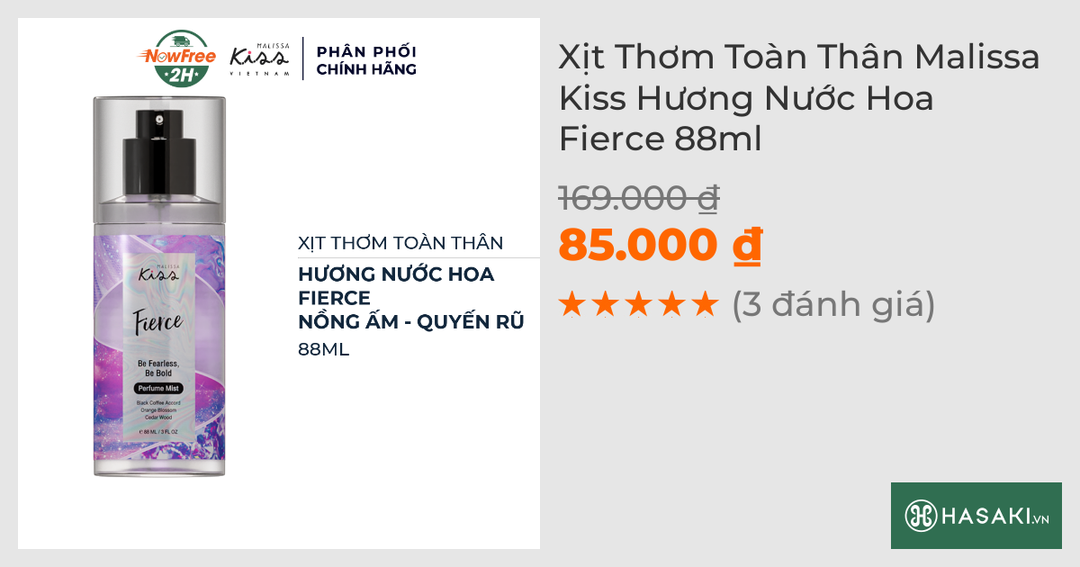 Xịt Thơm Toàn Thân Malissa Kiss Hương Nước Hoa Fierce 88ml