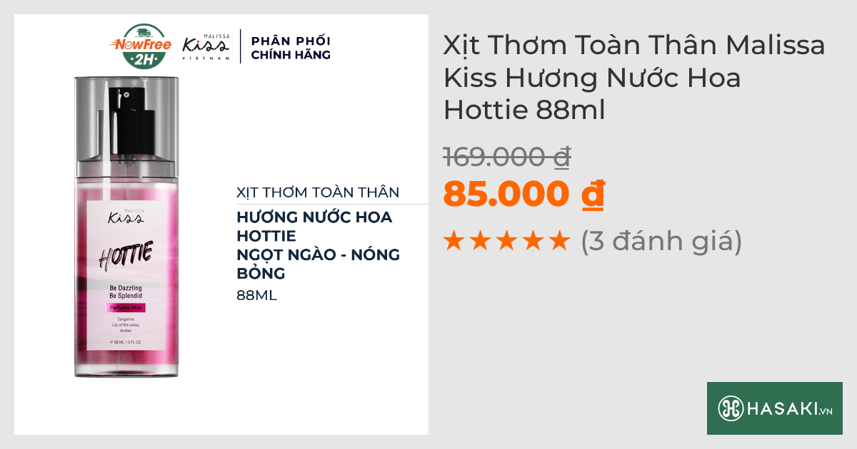 Xịt Thơm Toàn Thân Malissa Kiss Hương Nước Hoa Hottie 88ml