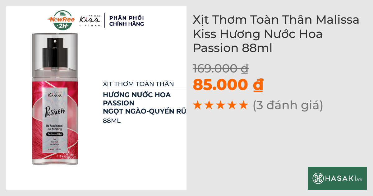 Xịt Thơm Toàn Thân Malissa Kiss Hương Nước Hoa Passion 88ml