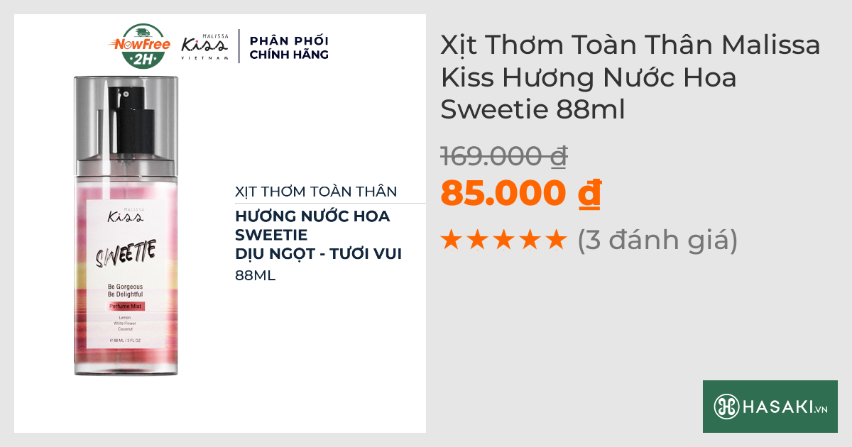 Xịt Thơm Toàn Thân Malissa Kiss Hương Nước Hoa Sweetie 88ml