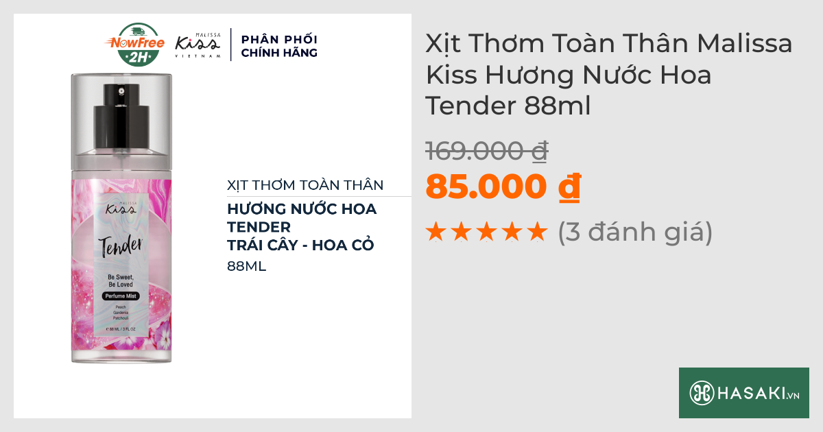 Xịt Thơm Toàn Thân Malissa Kiss Hương Nước Hoa Tender 88ml