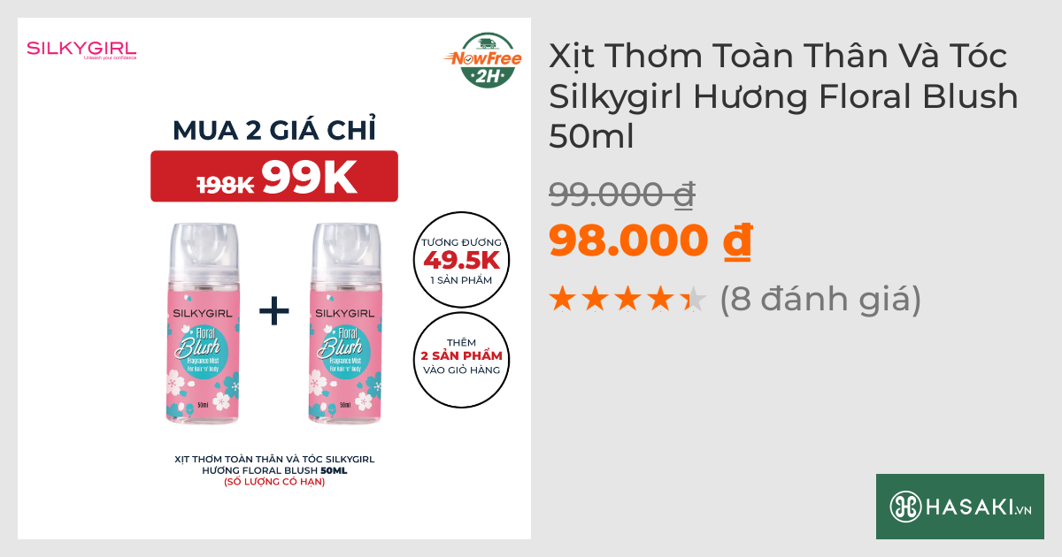 Xịt Thơm Toàn Thân Và Tóc Silkygirl Hương Floral Blush 50ml