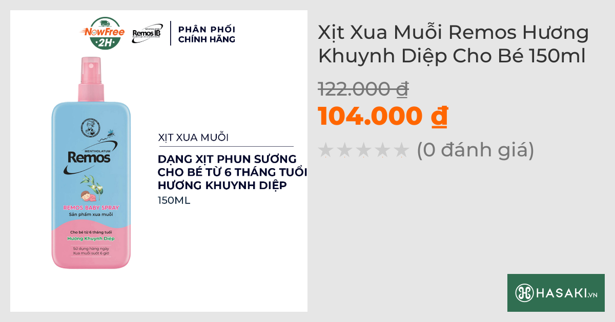 Xịt Xua Muỗi Remos Hương Khuynh Diệp Cho Bé 150ml