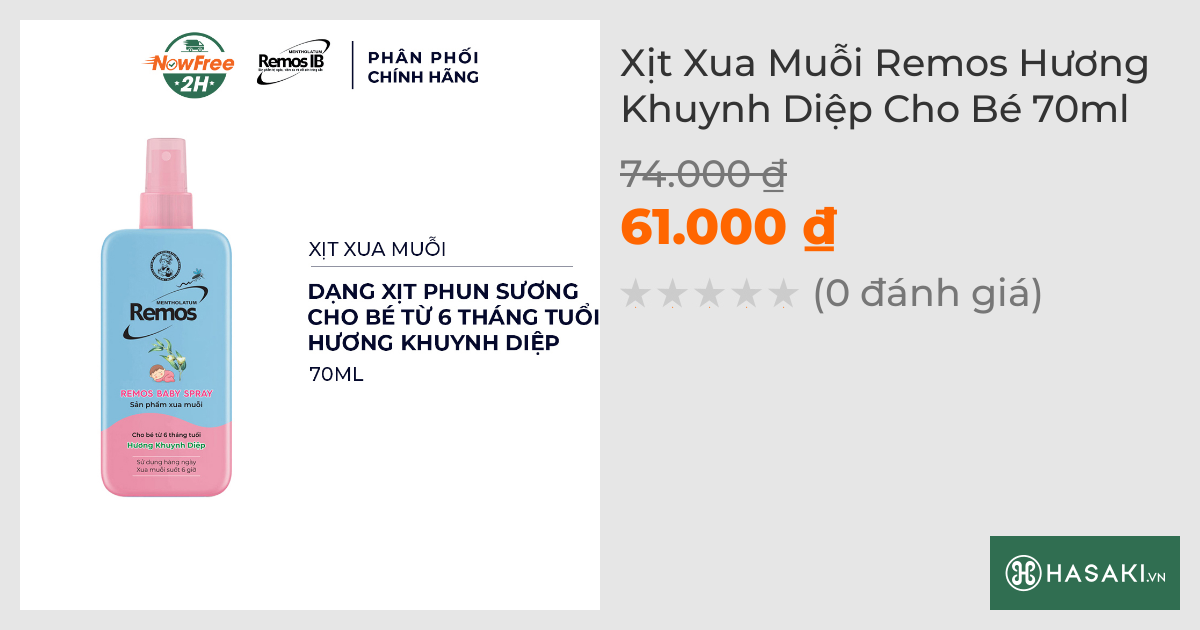 Xịt Xua Muỗi Remos Hương Khuynh Diệp Cho Bé 70ml