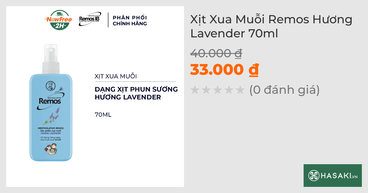 Xịt Xua Muỗi Remos Hương Lavender 70ml