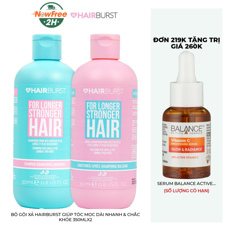 Bộ Gội Xả Hairburst Giúp Tóc Mọc Dài Nhanh & Chắc Khỏe 350mlx2
