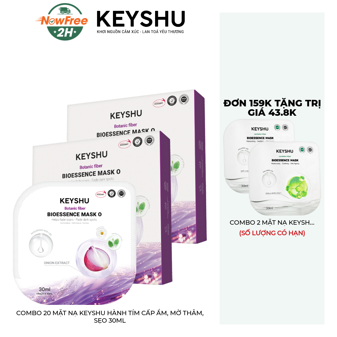 Combo 20 Mặt Nạ Keyshu Hành Tím Cấp Ẩm, Mờ Thâm, Sẹo 30ml