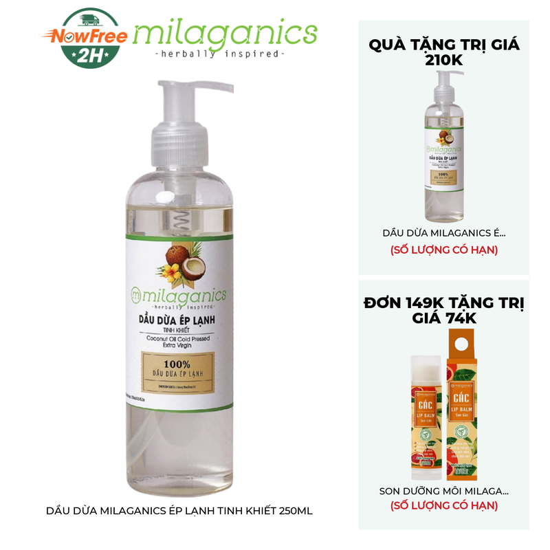 Tặng: Dầu Dừa Ép Lạnh Tinh Khiết 250ml (SL CÓ HẠN) - Giới hạn 1 QT/Đơn hàng