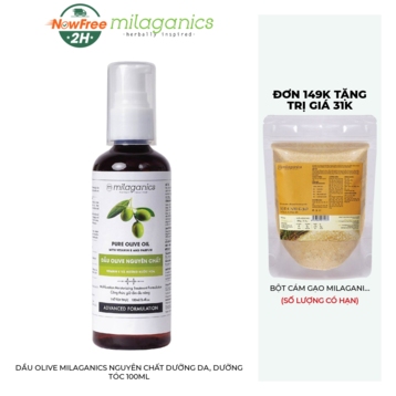 Dầu Olive Milaganics Nguyên Chất Dưỡng Da, Dưỡng Tóc 100ml