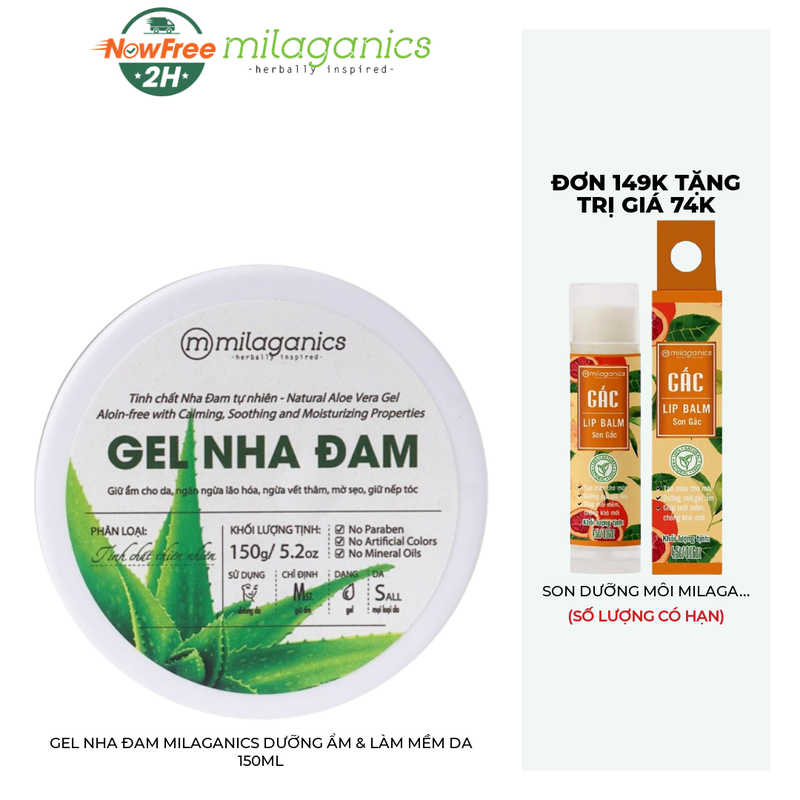 Tặng: Gel Nha Đam Dưỡng Ẩm & Làm Mềm Da 150ml (SL CÓ HẠN) - Giới hạn 1 QT/Đơn hàng