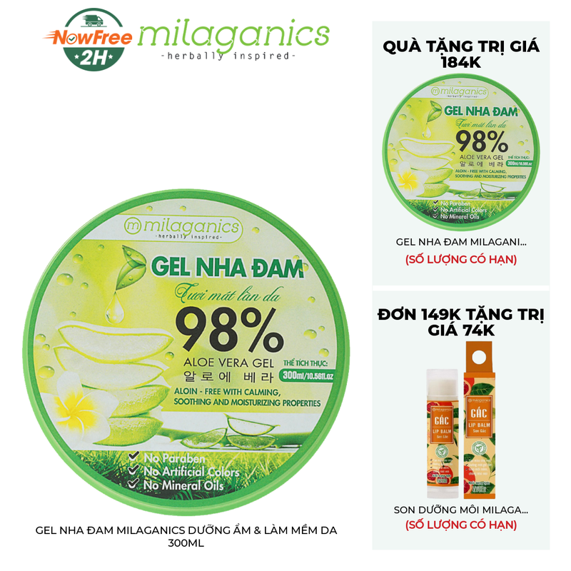 Tặng: Gel Nha Đam 98% 300ml (SL CÓ HẠN) - Giới hạn 1 QT/Đơn hàng