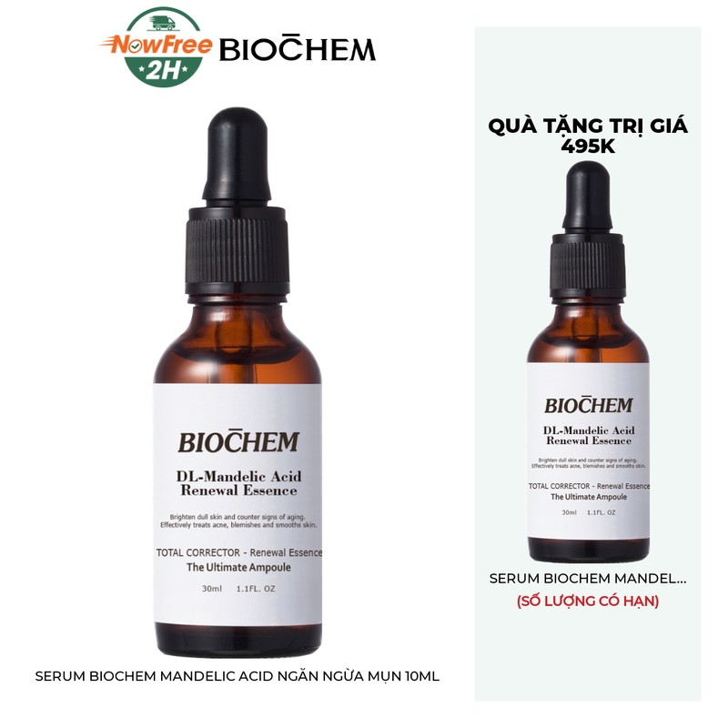 TẶNG: Mua 1 tặng 1 Serum Biochem Mandelic Acid Ngăn Ngừa Mụn 10ml (SL có hạn)