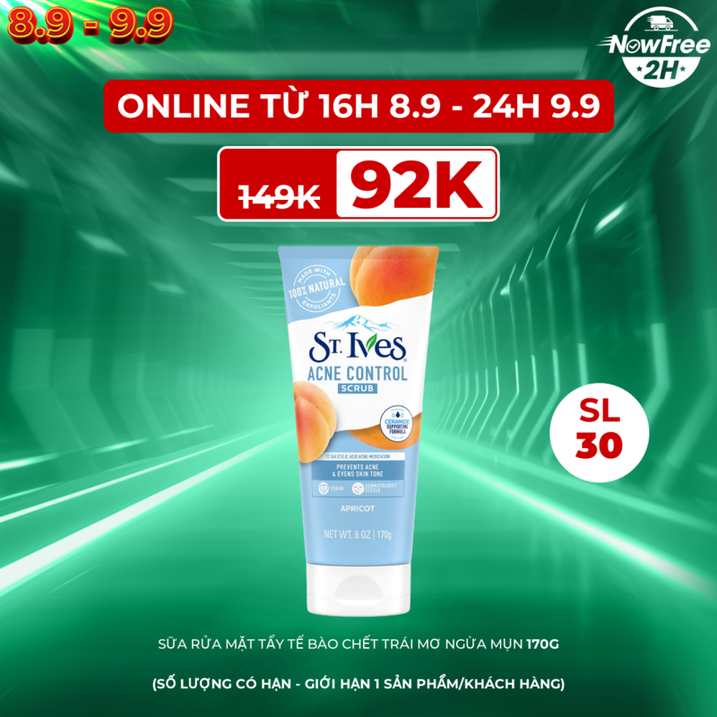 Sữa Rửa Mặt St.Ives Tẩy Tế Bào Chết Trái Mơ Ngừa Mụn 170g