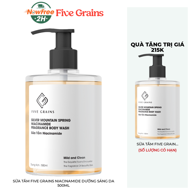 Tặng: Sữa Tắm Five Grains Niacinamide 500ml (SL Có Hạn)