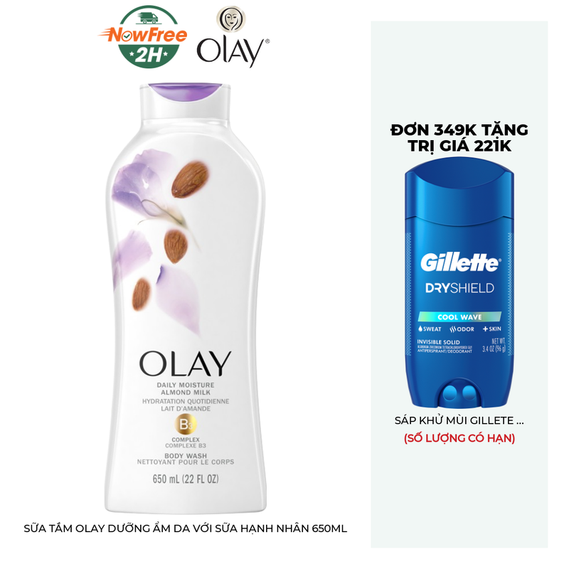 Sữa Tắm Olay Dưỡng Ẩm Da Với Sữa Hạnh Nhân 650ml