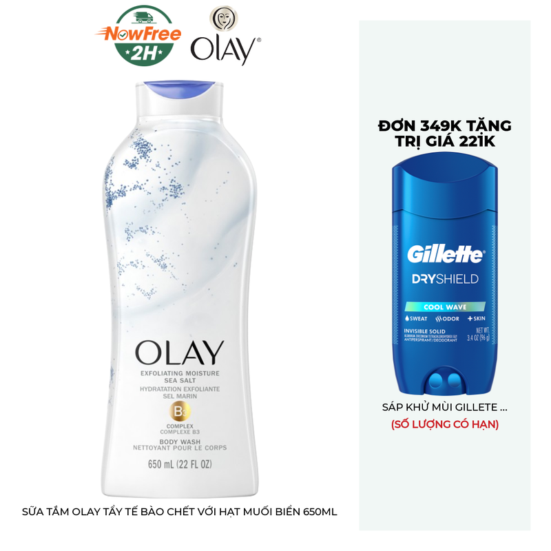 Sữa Tắm Olay Tẩy Tế Bào Chết Với Hạt Muối Biển 650ml