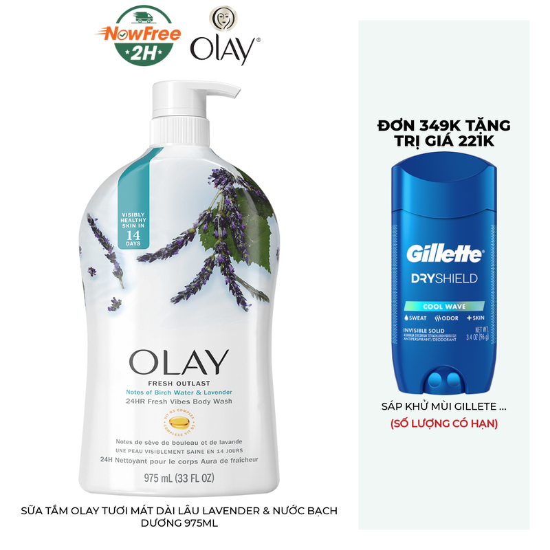 Sữa Tắm Olay Tươi Mát Dài Lâu Lavender & Nước Bạch Dương 975ml