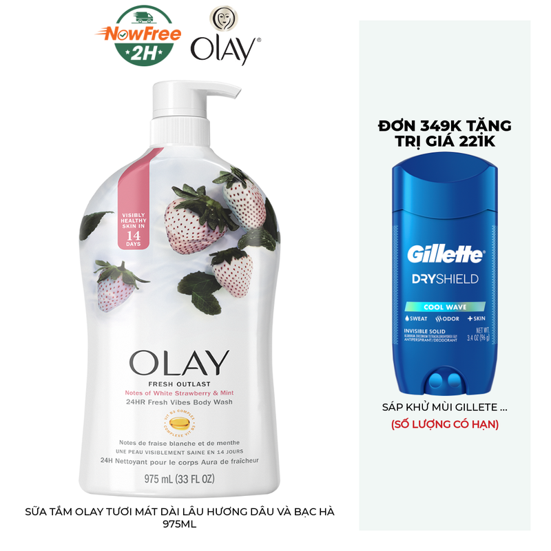 Sữa Tắm Olay Tươi Mát Dài Lâu Hương Dâu Và Bạc Hà 975ml