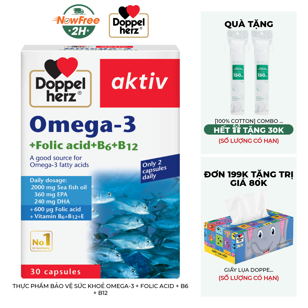 Thực Phẩm Bảo Vệ Sức Khoẻ Omega-3 + Folic Acid + B6 + B12