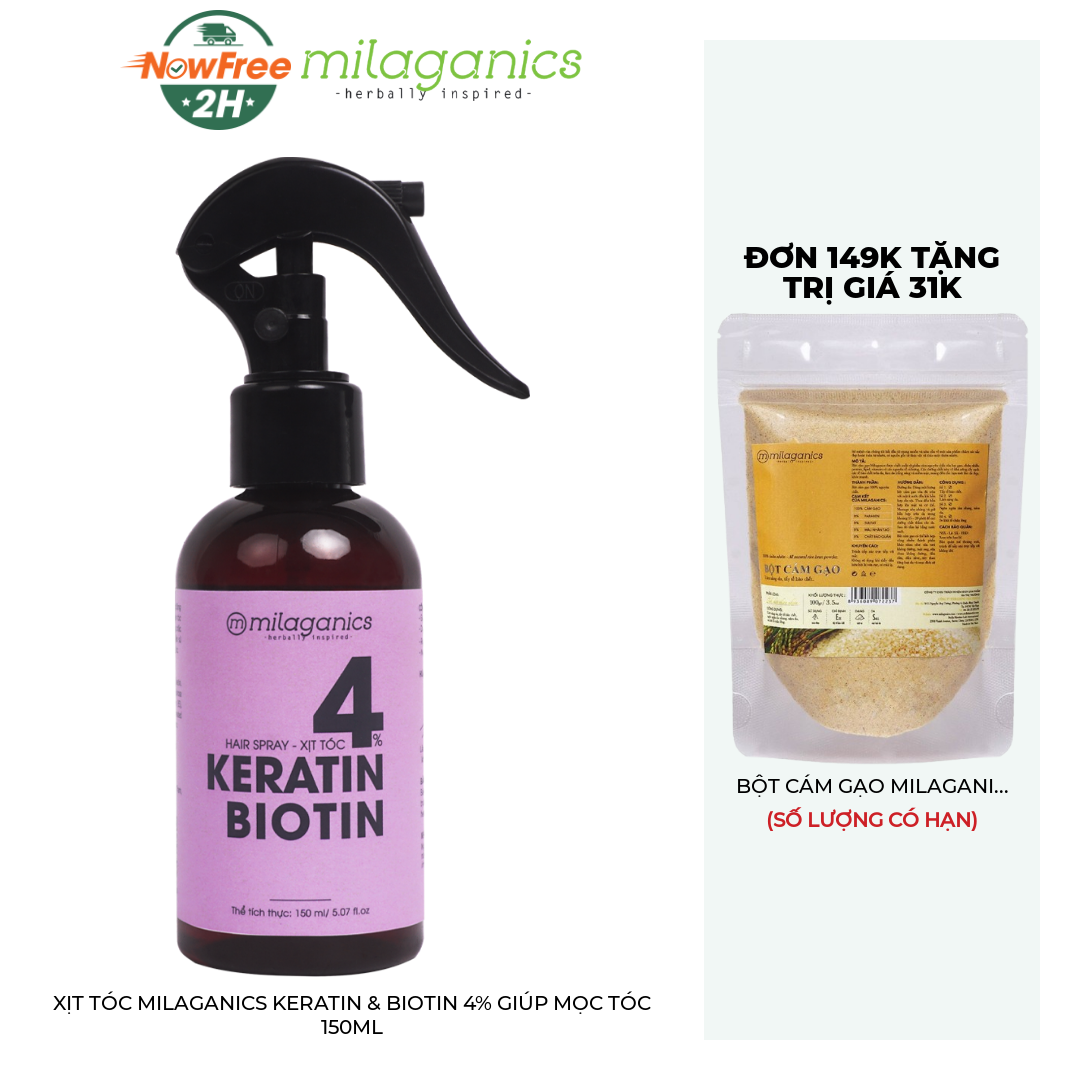 Tặng: Xịt Tóc Keratin & Biotin 4% 150ml Trị Giá 213K (SL có hạn)