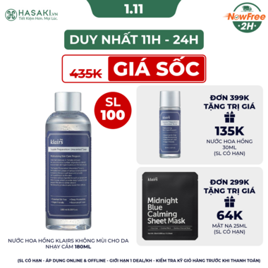 Nước Hoa Hồng Klairs Không Mùi Cho Da Nhạy Cảm 180ml