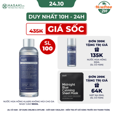 Nước Hoa Hồng Klairs Không Mùi Cho Da Nhạy Cảm 180ml