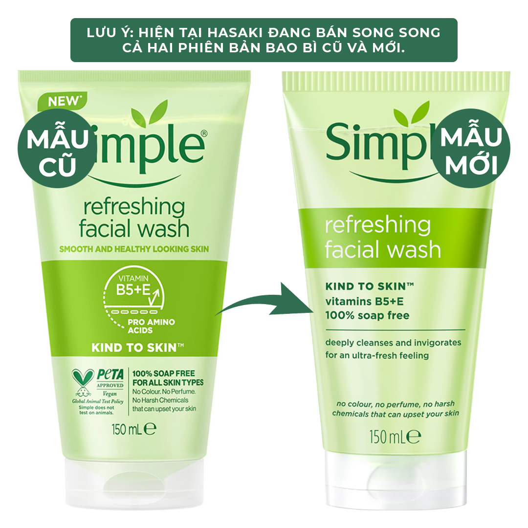 Sữa Rửa Mặt Simple Giúp Da Sạch Thoáng 150ml