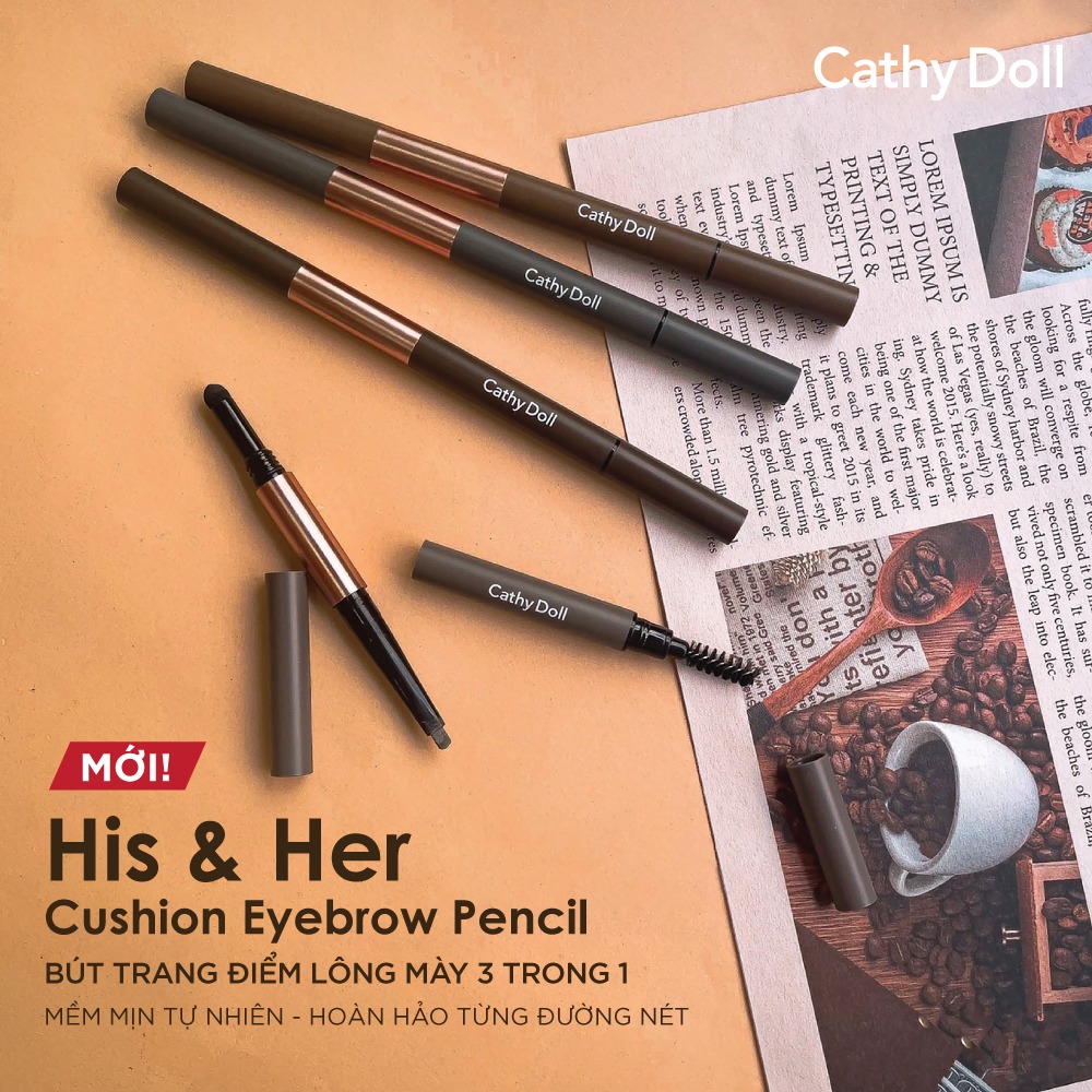 Kẻ Mày Cathy Doll His & Her Cushion Eyebrow Pencil 0.16g + 0.4g
