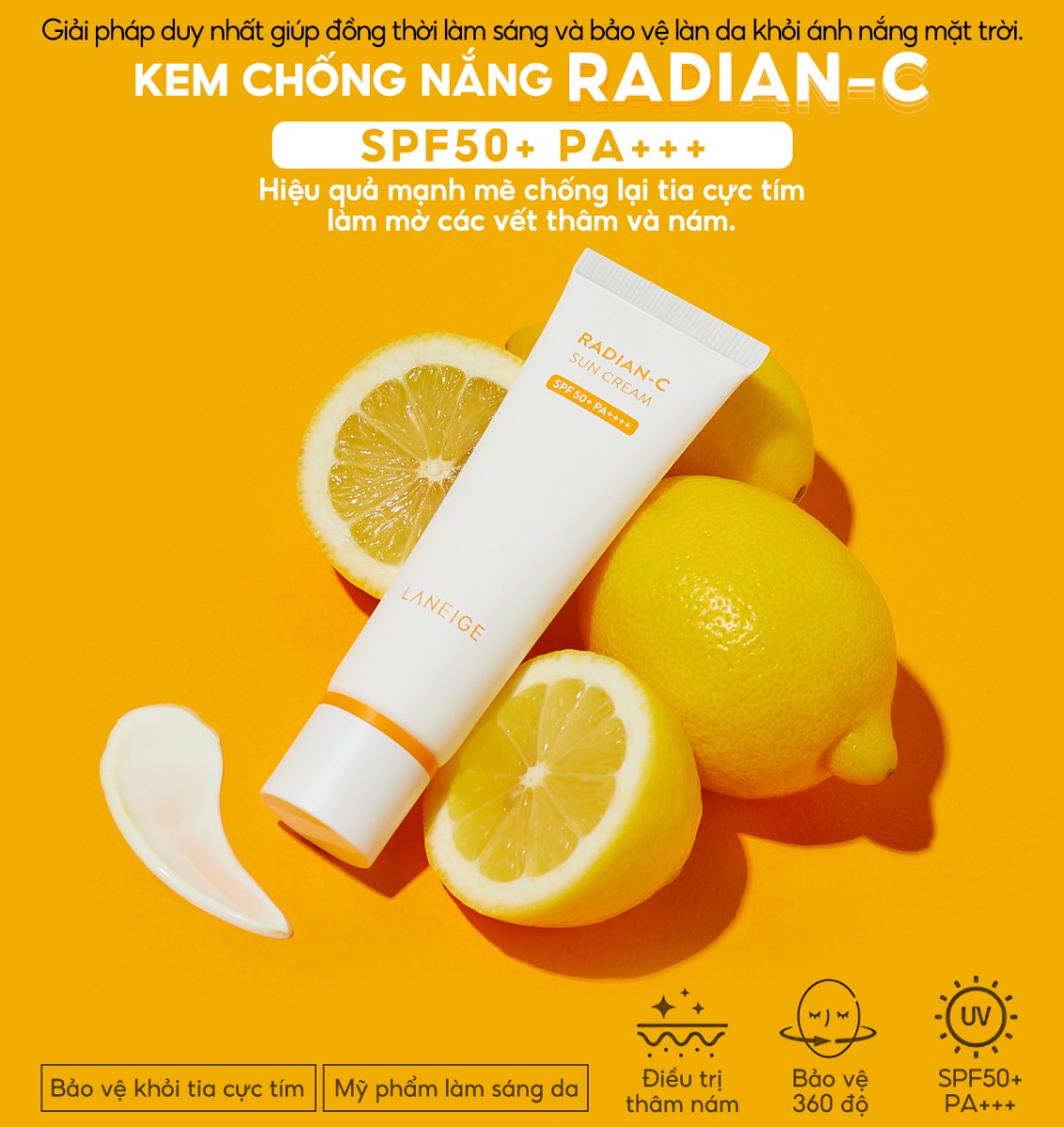 Kem Chống Nắng Laneige Radian-C Sun Cream SPF 50+ PA++++ 50ml 
