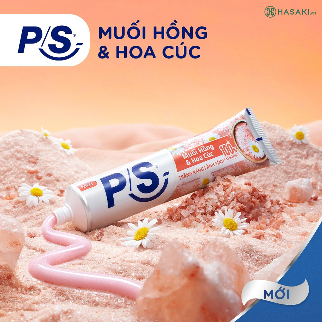 Kem Đánh Răng P/S Muối Hồng & Hoa Cúc Trắng Răng Tự Nhiên 230g