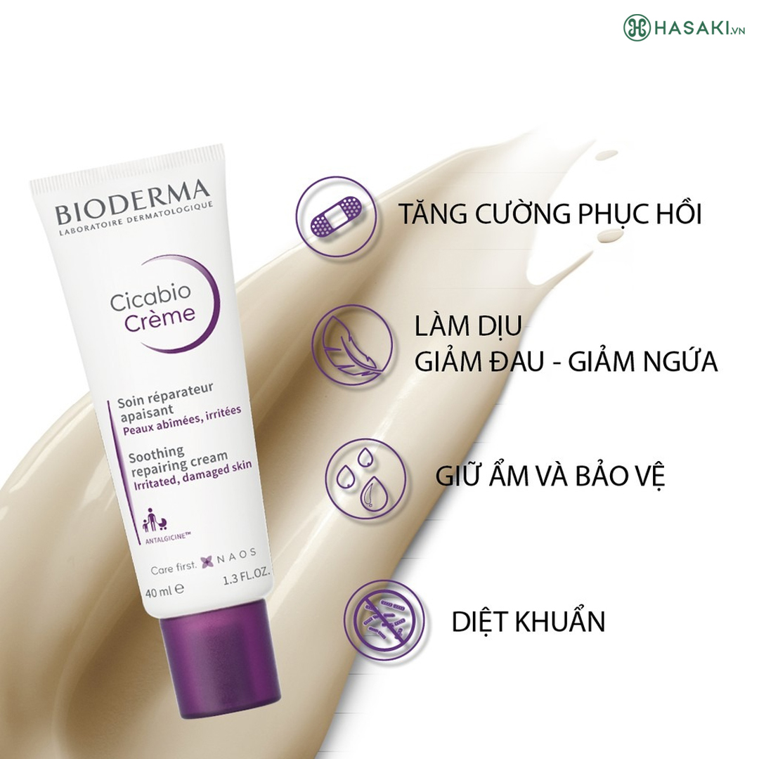 Kem Dưỡng Bioderma Cicabio Crème Hỗ Trợ Phục Hồi Da Tổn Thương 40ml (Bản cũ) đã có tại Hasaki 