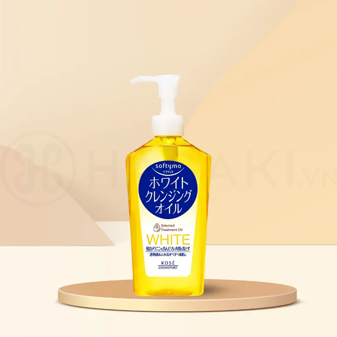 Dầu Tẩy Trang Kosé Softymo White Cleansing Oil Làm Sạch Tế Bào Chết 230ml (Màu vàng nhạt)