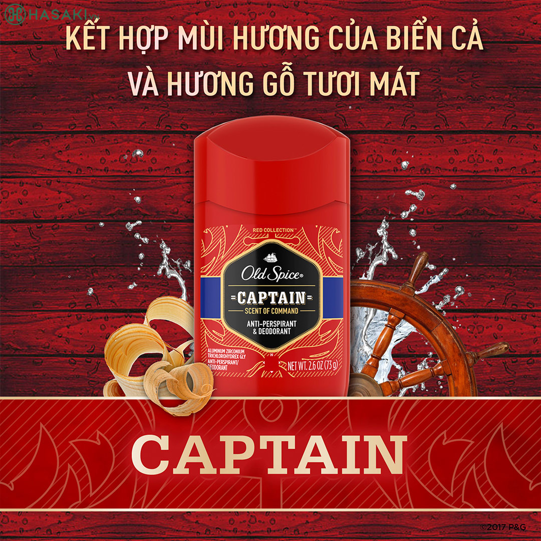 Sáp Khử Mùi & Ngăn Tiết Mồ Hôi Old Spice Hương Captain 73g