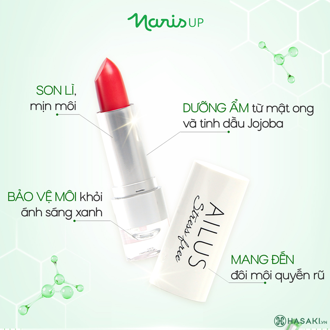 Son Lì Mịn Môi Naris Ailus Stress Free Lipstick 4g đã có tại Hasaki