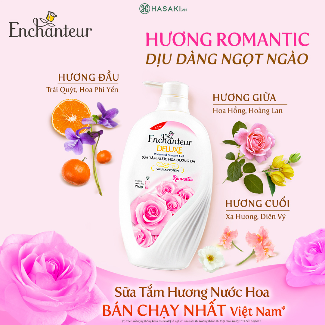 Sữa Tắm Enchanteur Nước Hoa Dưỡng Da Romantic 650g