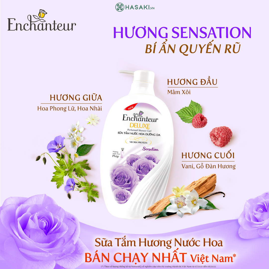Sữa Tắm Enchanteur Nước Hoa Dưỡng Da Sensation 650g
