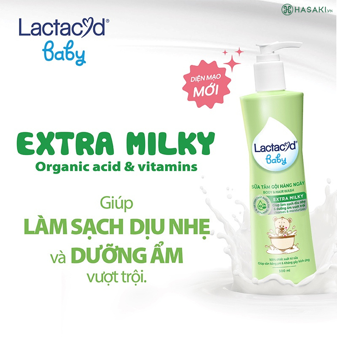 Sữa Tắm Gội Trẻ Em Lactacyd Milky Bảo Vệ Da & Tóc Bé 500ml
