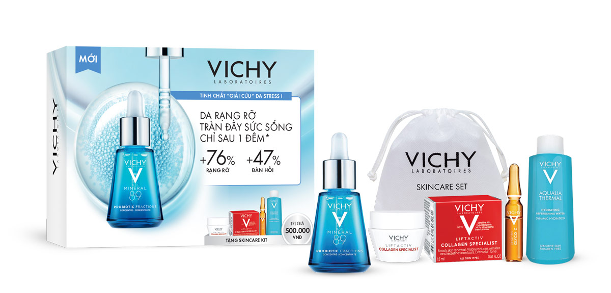 Khi mua Tinh Chất "Giải Cứu" Da Stress Vichy Minéral 89 Probiotic Fractions Concentrate 30ml bạn sẽ được tặng ngay Skincare Kit 3 Món