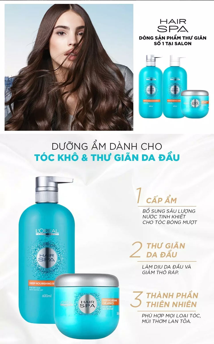 Dầu Gội Cấp Ẩm Cho Tóc Khô L’Oréal Professionnel Hair Spa Deep Nourishing Shampoo