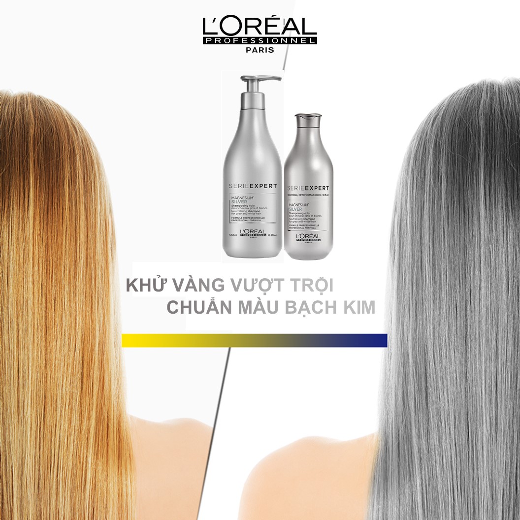 Dầu Gội L'Oréal Professionnel Expert Magnesium Silver Neutralising Shampoo giữ tóc chuẩn màu bạch kim