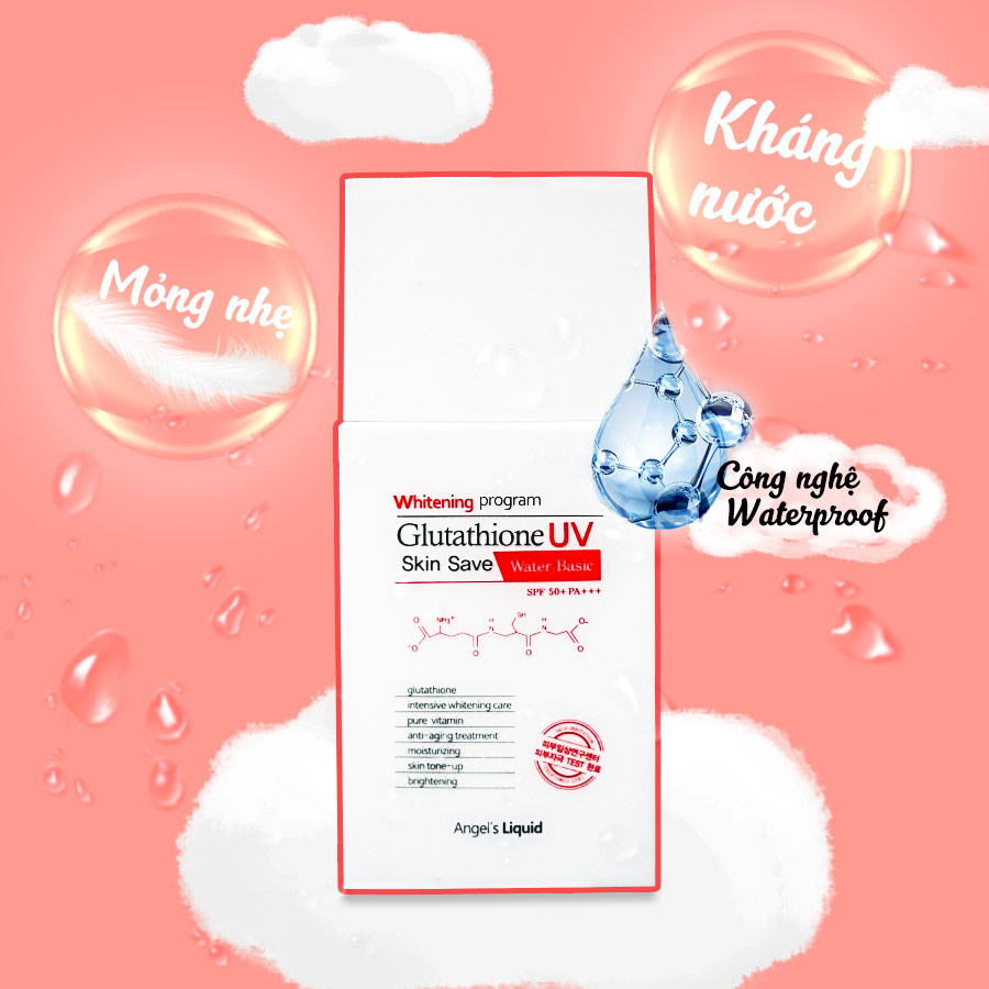Kem Chống Nắng Angel's Liquid Kiềm Dầu Whitening Program Glutathione Uv Skin Save Water Basic SPF50+ PA+++ 50ml
