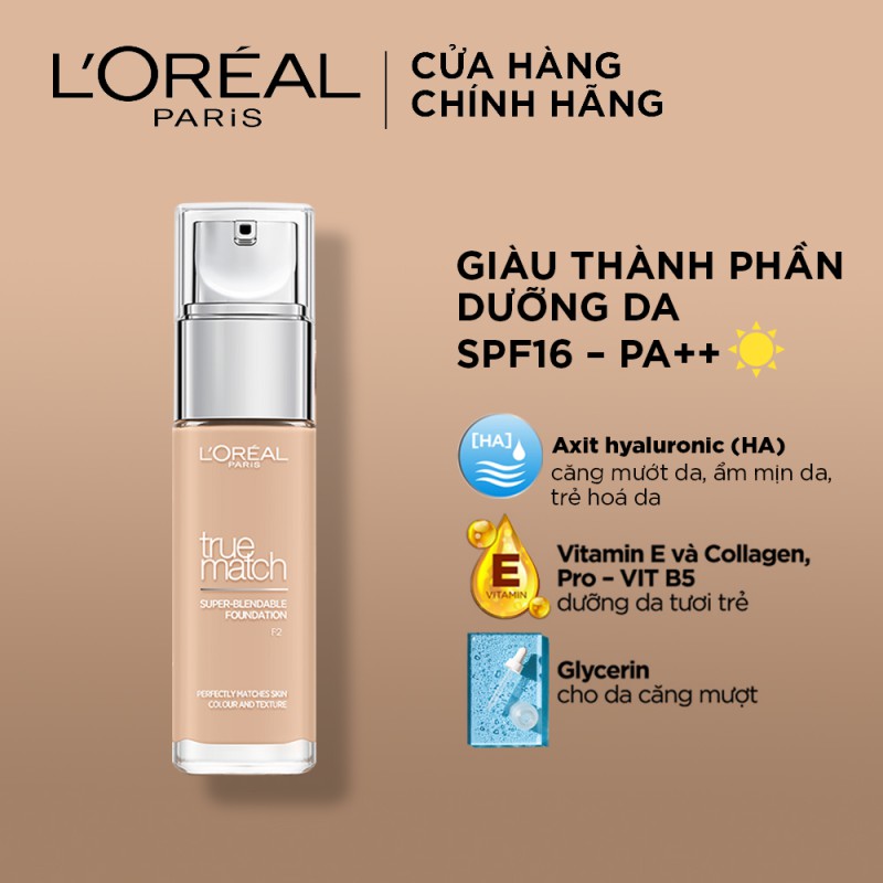 Kem Nền L'Oréal True Match Super-Blendable Foundation giúp mang lại lớp nền mịn nhẹ tự nhiên.