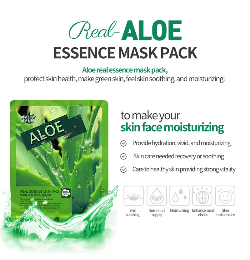 Mặt Nạ Aloe Real Real Essence Mask Pack chiết xuất Nha Đam dưỡng ẩm và làm dịu mát da