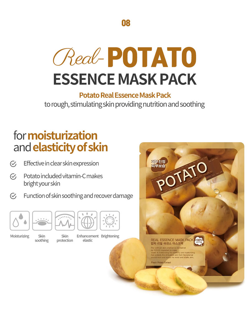 Mặt Nạ Potato Real Essence Mask Pack chiết xuất khoai tây dưỡng sáng và làm đều màu da