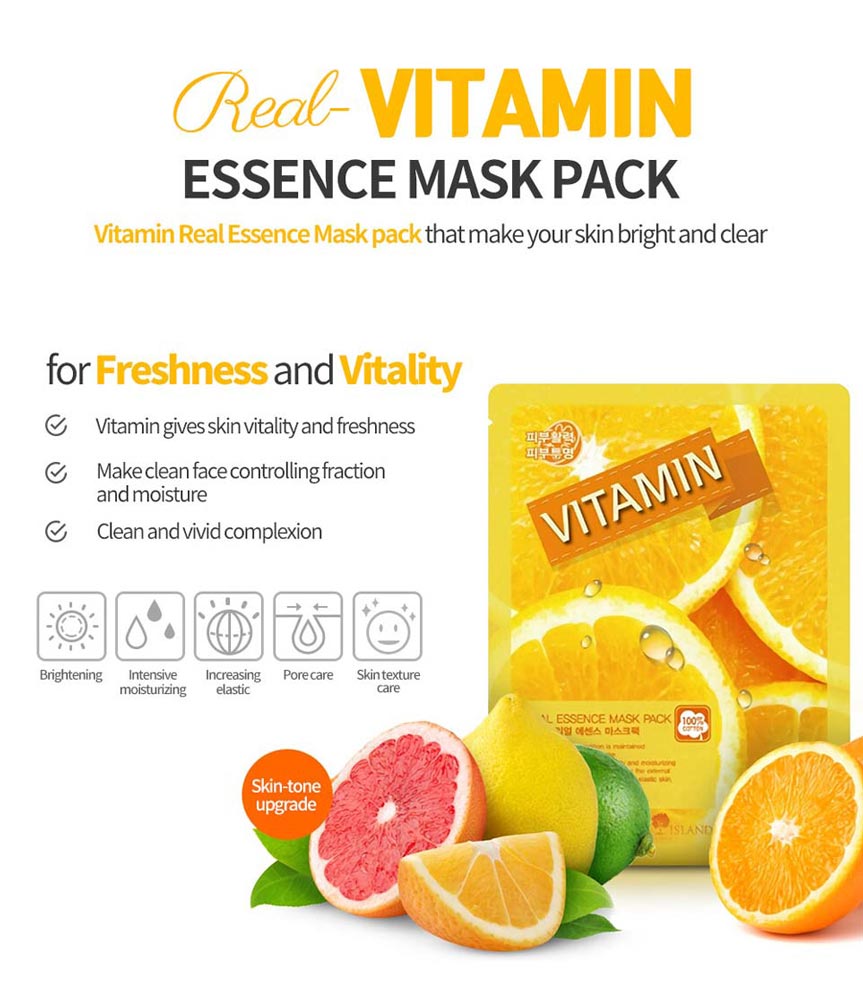 Mặt Nạ Vitamin Real Essence Mask Pack dưỡng da sáng mịn đều màu