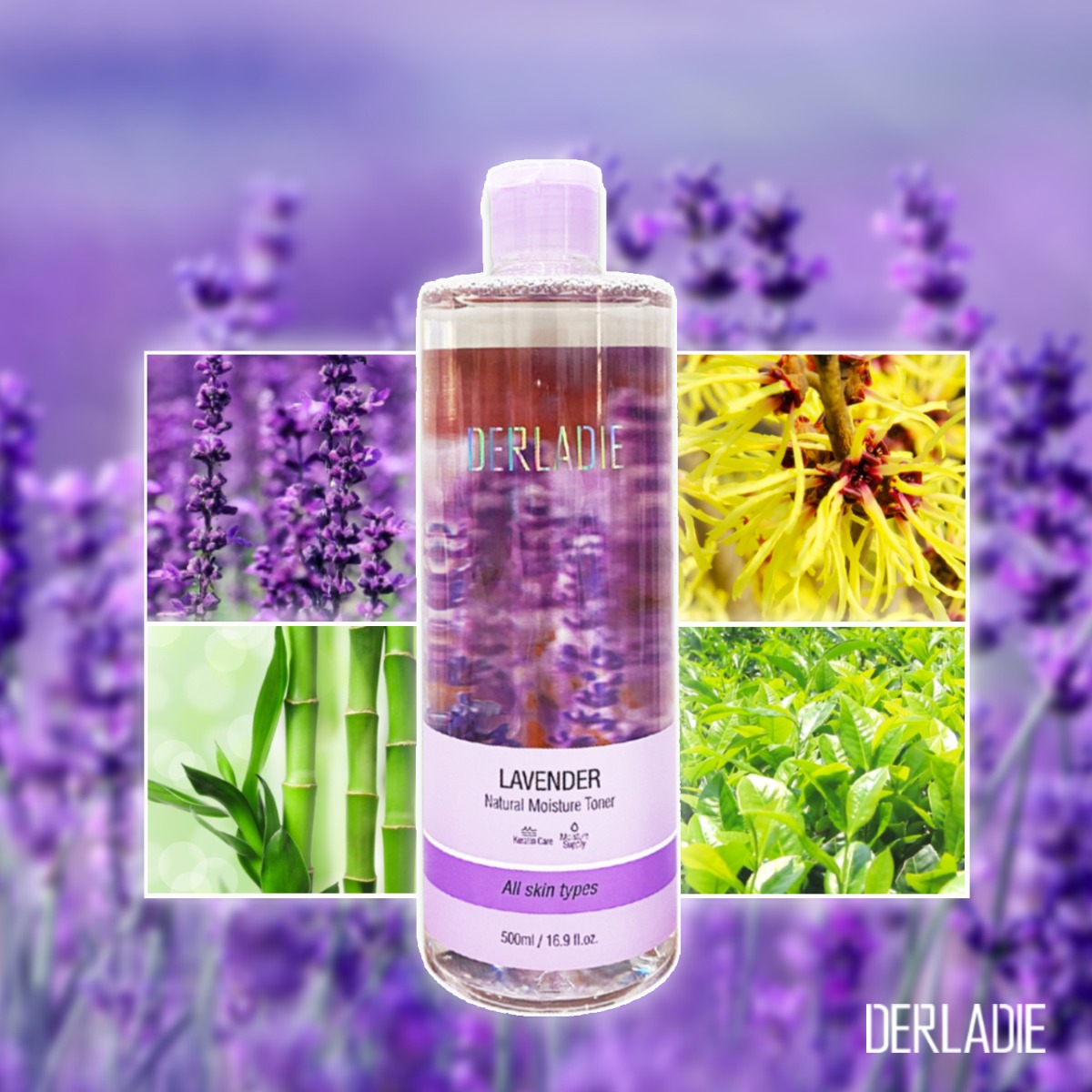 Nước Hoa Hồng Derladie Lavender Natural Moisture Toner được chiết xuất từ các thành phần thiên nhiên an toàn và lành tính cho da
