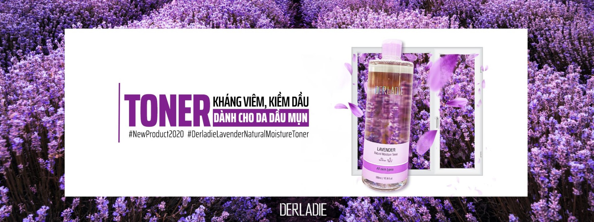 Nước Hoa Hồng Dành Cho Da Mụn Chiết Xuất Lavender Derladie Lavender Natural Moisture Toner 500ml